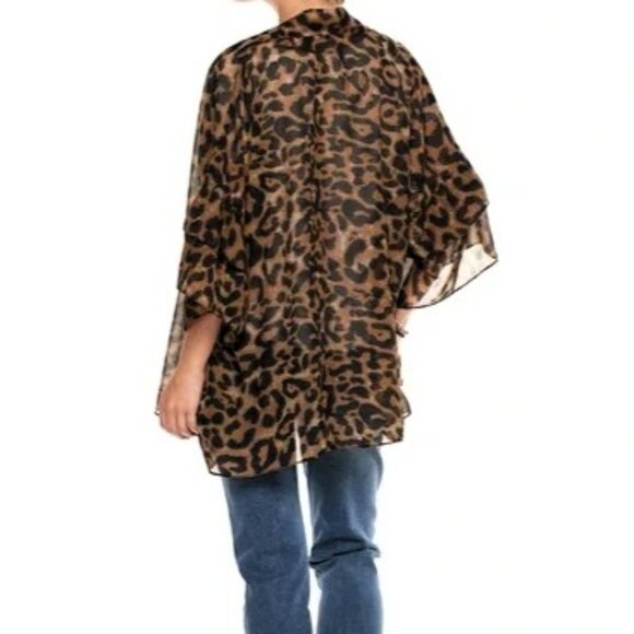 Leopard Kimono Top Tiered Sleeves NEW - Picture 9 of 11